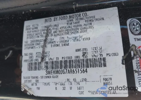 2010 Mercury Milan Premier from USA, damaged, VIN 3MEHM0JG7AR651564